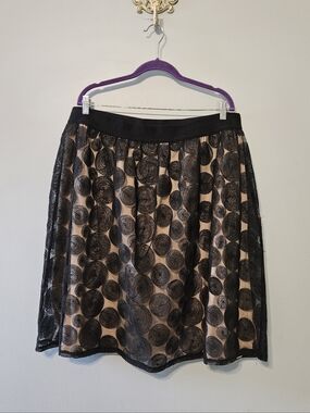 Lane Bryant Black Lace Overlay Skirt with Nude Lining